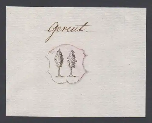 Gereut - Gereut Wappen Handschrift Manuskript manuscript coat of arms