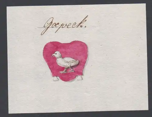 Goepeck - Goepeck Göbeck Handschrift Manuskript Wappen manuscript coat of arms