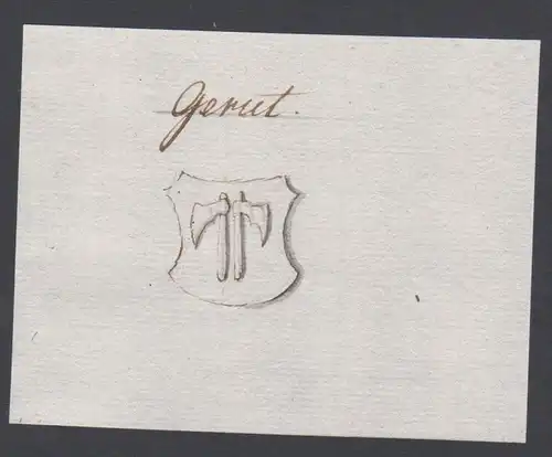 Gerut - Gerut Handschrift Manuskript Wappen manuscript coat of arms