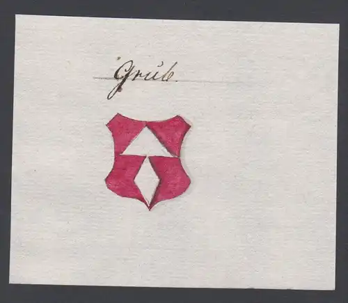 Grub - Grub Handschrift Manuskript Wappen manuscript coat of arms