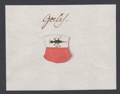 Goelss - Goelss Gölß Gölss Handschrift Manuskript Wappen manuscript coat of arms