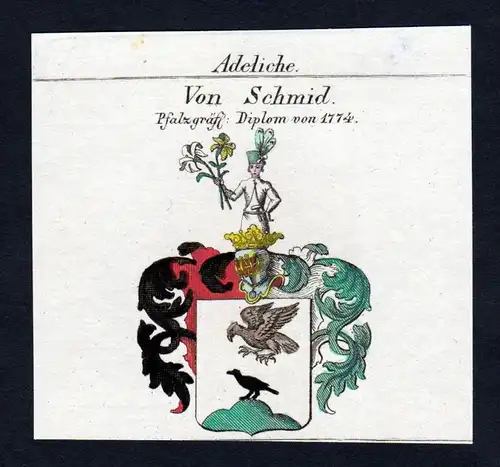 Adeliche von Schmid - Schmid Schmied Wappen Adel coat of arms heraldry Heraldik Kupferstich