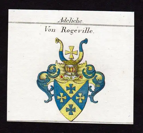Adeliche von Rogeville - Rogeville Wappen Adel coat of arms heraldry Heraldik Kupferstich