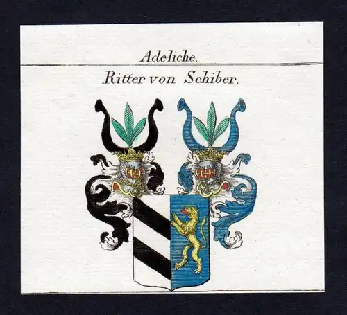 Adeliche Ritter von Schiber - Schiber Wappen Adel coat of arms heraldry Heraldik Kupferstich