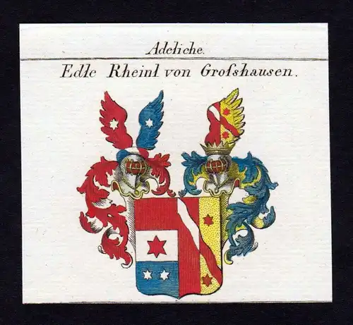 Adeliche Edle Rheinl. von Grosshausen - Großhausen Grosshausen Wappen Adel coat of arms heraldry Heraldik Kup