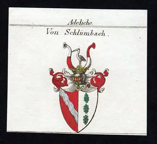 Adeliche von Schlümbach - Schlümbach Wappen Adel coat of arms heraldry Heraldik Kupferstich