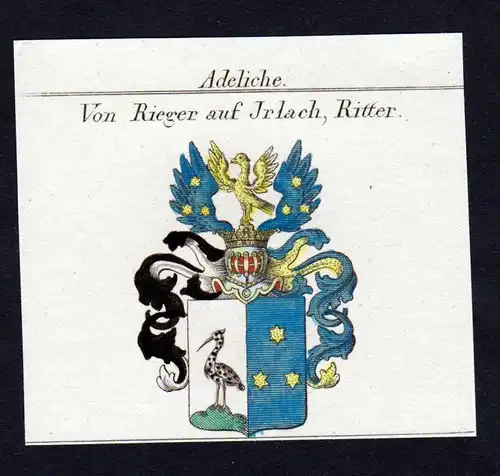 Adeliche von Rieger auf Irlach - Rieger Irlach Wappen Adel coat of arms heraldry Heraldik Kupferstich