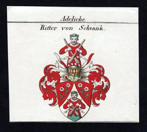 Adeliche Ritter von Schrank - Schrank Schranck Wappen Adel coat of arms heraldry Heraldik Kupferstich