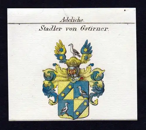 Adeliche Stadler von Gstirner - Stadler Gstirner Wappen Adel coat of arms heraldry Heraldik Kupferstich