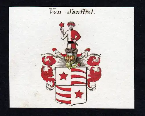 von Sänfftel - Sänfftel Sänftel Wappen Adel coat of arms heraldry Heraldik Kupferstich