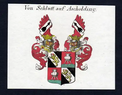 von Schlutt auf Ascholding - Schlutt Ascholding Wappen Adel coat of arms heraldry Heraldik Kupferstich
