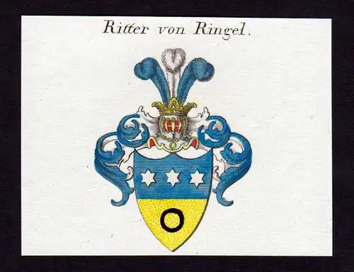 Ritter von Ringel - Ringel Wappen Adel coat of arms heraldry Heraldik Kupferstich