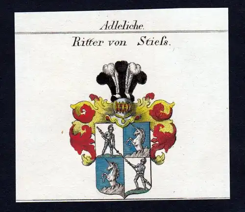 Adeliche Ritter von Stiess - Stiess Stieß Wappen Adel coat of arms heraldry Heraldik Kupferstich