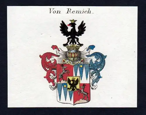 von Remich - Remich Wappen Adel coat of arms heraldry Heraldik Kupferstich