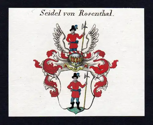 Seidel von Rosenthal - Seidel Rosenthal Rosental Wappen Adel coat of arms heraldry Heraldik Kupferstich