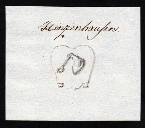 Hinzenhausen - Hinzenhausen Handschrift Manuskript Wappen manuscript coat of arms