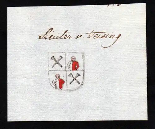 Reiten v. Teising - Reiten von Teising Handschrift Manuskript Wappen manuscript coat of arms