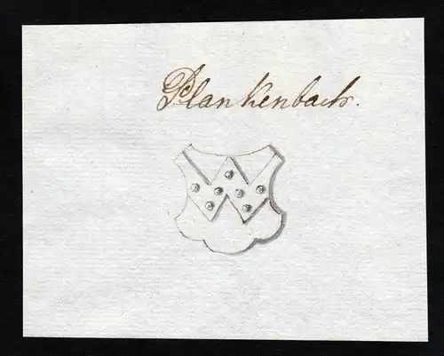 Plankenbach - Plankenbach Handschrift Manuskript Wappen manuscript coat of arms
