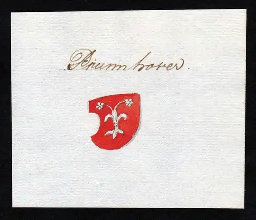 Prumhoven - Prumhoven Brunnhofen Handschrift Manuskript Wappen manuscript coat of arms