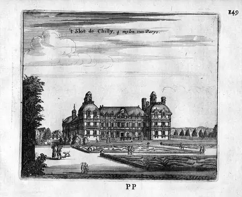 Chateau Schloß Chilly-Mazarin Paris Frankreich France gravure estampe Kupferstich