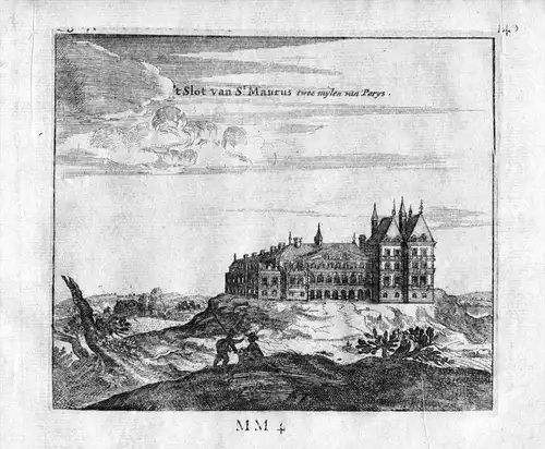 Chateau Schloß Saint Maurice Paris Frankreich France gravure estampe Kupferstich