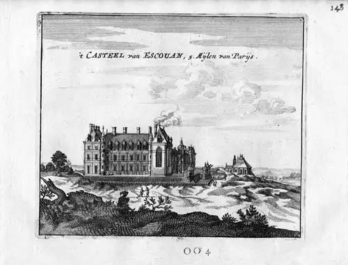 Schloss Chateau Ecouen Val-d’Oise Paris Frankreich France gravure estampe Kupferstich
