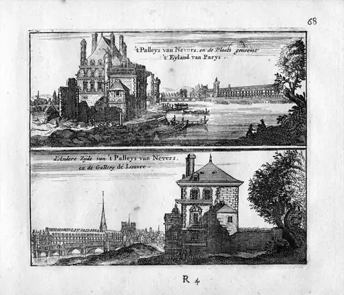 Palais ducal de Nevers Paris Frankreich France gravure estampe Kupferstich