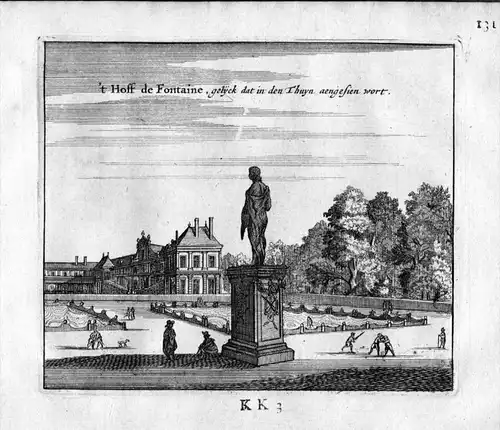 Chateau Fontaine Brunnen Paris Frankreich France gravure estampe Kupferstich