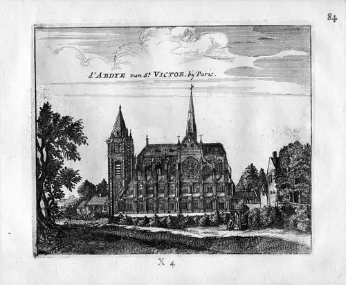 Saint Victor Kirche Abtei Paris France Frankreich gravure estampe Kupferstich