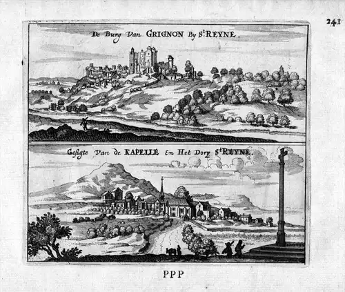 Chateau Grignan Sainte Reyne Frankreich France gravure estampe Kupferstich