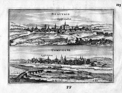 Beauvais Compiegne Oise Frankreich France gravure estampe Kupferstich