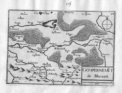 Gowernemet de Blamont - Blamont Lorraine Lothringen Meurthe-et-Moselle Frankreich France gravure carte Kupfers