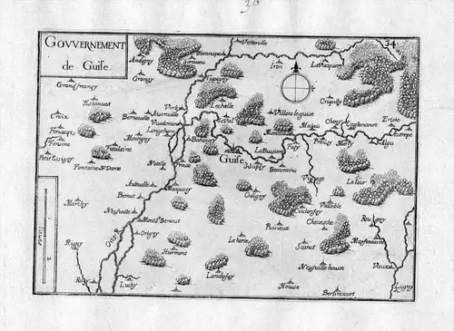 Gowernement de Guise - Guise Aisne Picardie Frankreich France gravure carte Kupferstich
