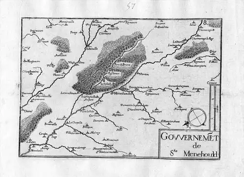 Gowernemet de Ste Menehould - Sainte-Menehould Champagne-Ardenne Frankreich France gravure carte Kupferstich