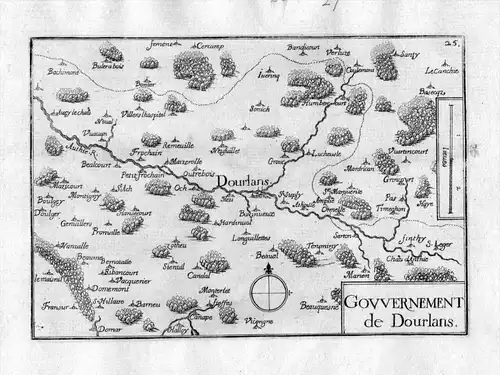 Gowernement de Dourlans - Doullens Amiens Picardie Somme Frankreich France gravure carte Kupferstich