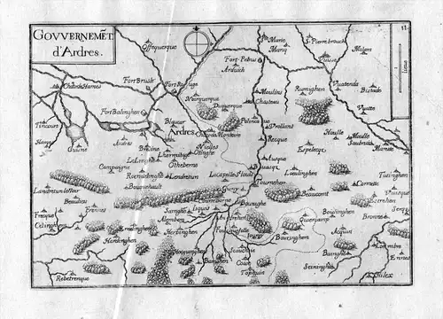 Gowernemet d'Ardres - Ardres Nord-Pas-de-Calais Saint-Omer Frankreich France gravure carte Kupferstich