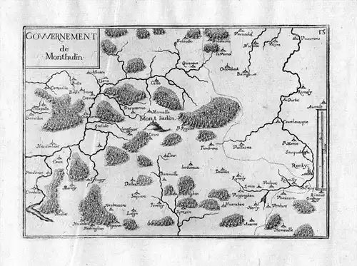 "Gowernement de Monthulin" - Mont Hulin Nord-Pas-de-Calais Desvres Frankreich France gravure carte Kupferstich
