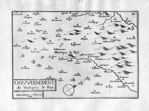 "Gowernement de Montigny le Roy" - Montigny-le-Roi Val-de-Meuse Haute-Marne Frankreich France gravure carte Kupferstich