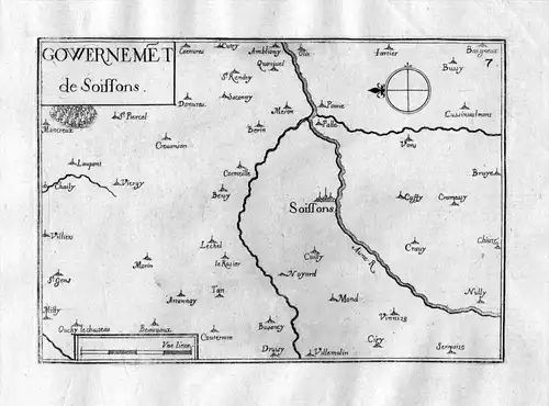Gowernemet de Soissons - Soissons Aisne Picardie Frankreich France gravure carte Kupferstich