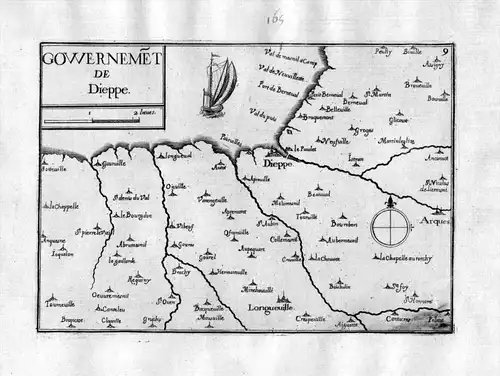 Gowernemet de Dieppe - Dieppe Haute-Normandie Seine-Maritime Frankreich France gravure carte Kupferstich