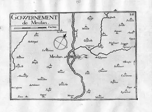 Gowernement de Meulan - Meulan-en-Yvelines Ile-de-France Frankreich France gravure carte Kupferstich