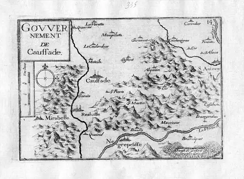 Gowernement de Caussade - Caussade Tarn-et-Garonne Frankreich France gravure carte Kupferstich