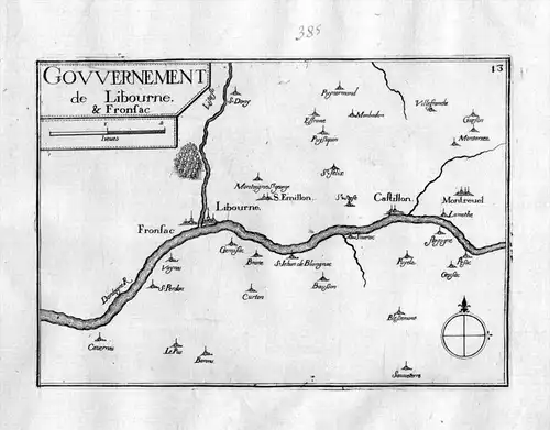 Gowernement de Libourne et Fronsac - Libourne Fronsac Aquitaine Gironde Frankreich France gravure carte Kupfer