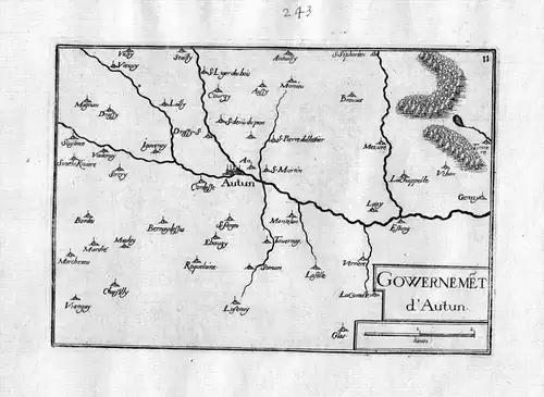 Gowerenmet d'Autun -  Autun Saone-et-Loire Burgund Bourgogne Frankreich France gravure carte Kupferstich