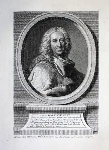 Jean Baptiste Silva - Jean Baptiste Silva (1682-1742) Arzt physician personal doctor King Louis XV gravure Kup