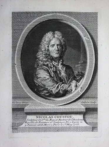 Nicolas Coustou - Nicolas Coustou (1658-1733) Lyon, Paris sculpteur sculptor Bildhauer Kupferstich Portrait gr