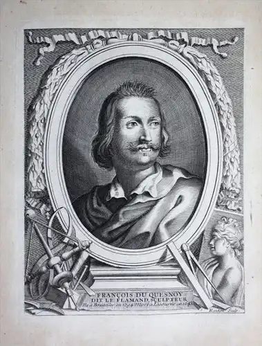 Francois du Quesnoy - Francois Duquesnoy (1597-1643) Bildhauer sculpteur sculptor Kupferstich Portrait gravure