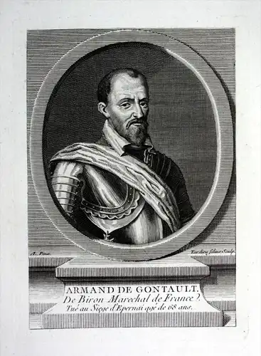 Armand de Gontault - Armand de Gontaut, seigneur de Biron (1524-1592) Feldherr general marechal soldier Kupfer