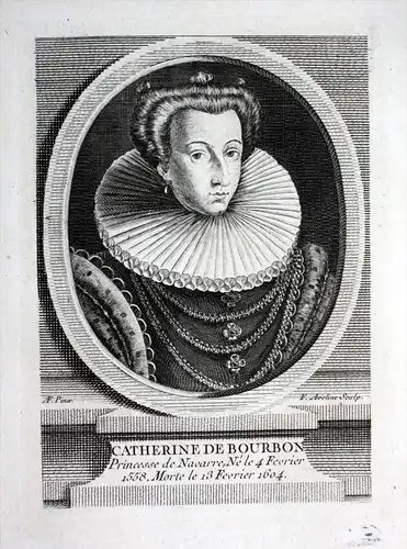 Catherine de Bourbon - Catherine de Bourbon (1559-1604)  Henri II Heinrich Lothringen Bar Kupferstich Portrait