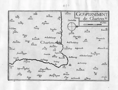 Gowernement de Chartres - Chartres Eure-et-Loire Eure Frankreich France gravure carte Kupferstich